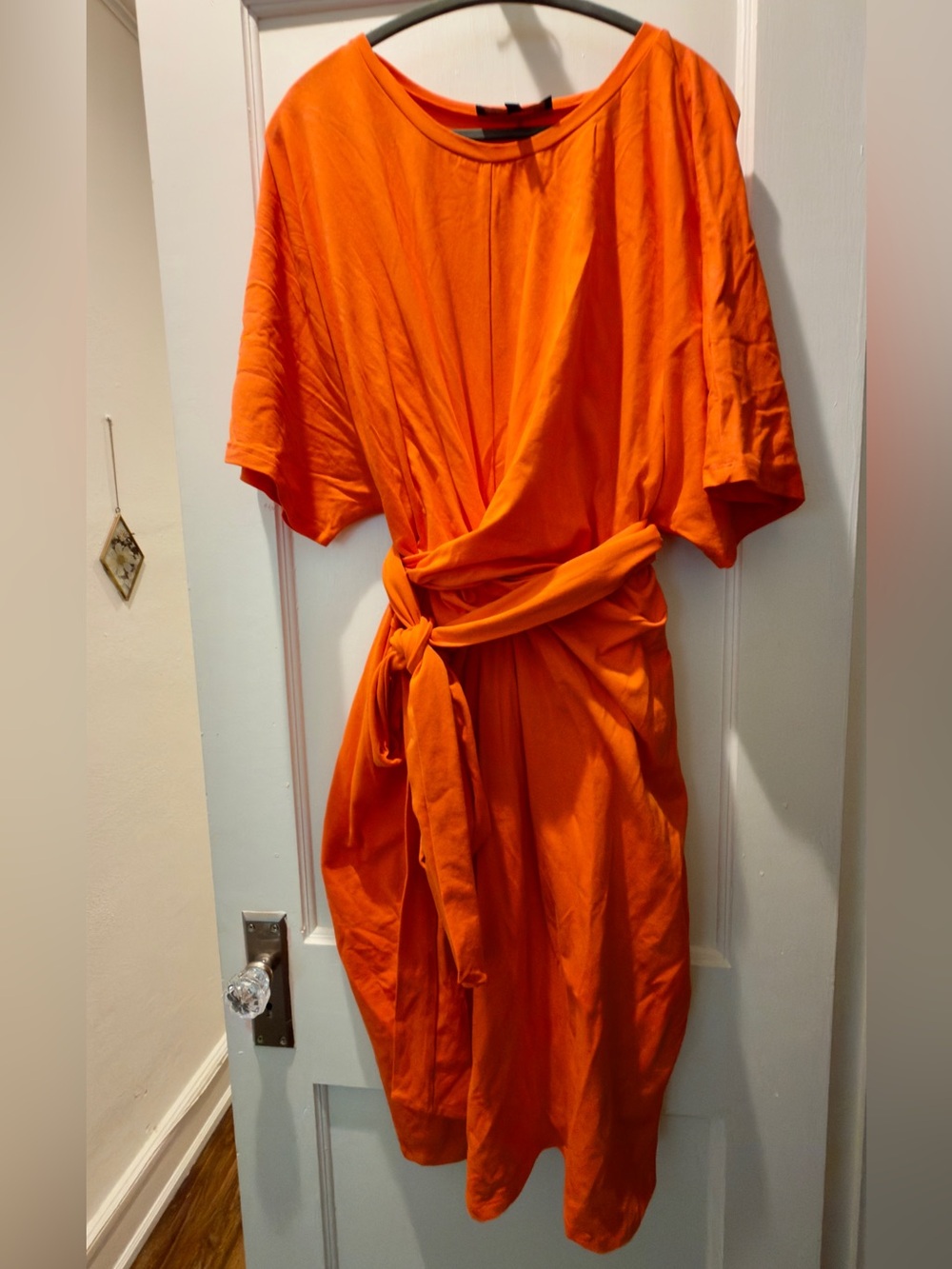 Eloquii Bright Orange Tie-Waist Midi Dress